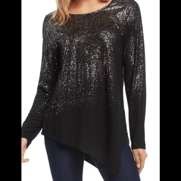 Karen Kane Tops - Karen Kane Metallic Asymmetric Tunic Top